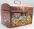 19th-Century American hand painted toleware box, featuring a floral design. Likely from Pennsylvania, it is an antique...