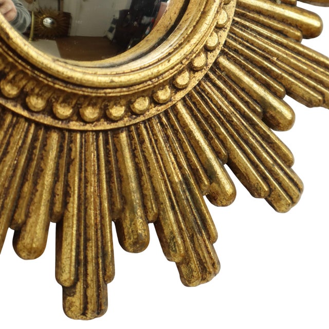 Plastic Small Sunburst Mirror in Gold, 1960s For Sale - Image 7 of 15