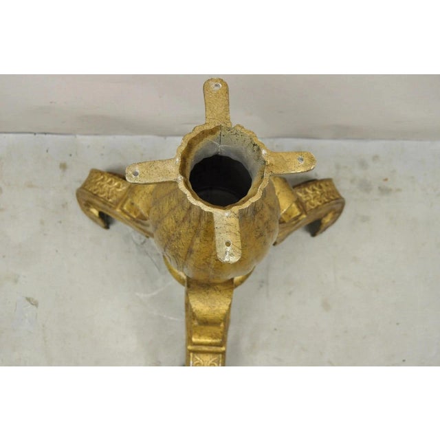 Gold Vintage Baroque Style Gold Cast Aluminum Metal Tripod Pedestal Table Base For Sale - Image 8 of 11