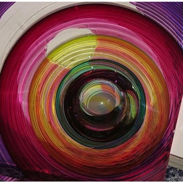 1990s Kit Karbler and Michael David Art Glass and Granite Base Sculpture '' Third Conversation'' For Sale - Image 4 of 11