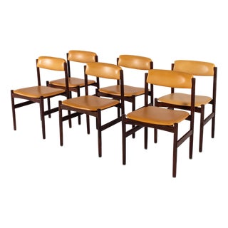 Mid-Century Danish Rosewood Dining Chairs with Yellow Skai Seats, 1960s, Set of 6 For Sale