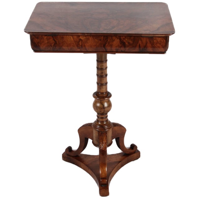 Baroque Antique Sewing Table in Walnut, 1830 For Sale - Image 3 of 18