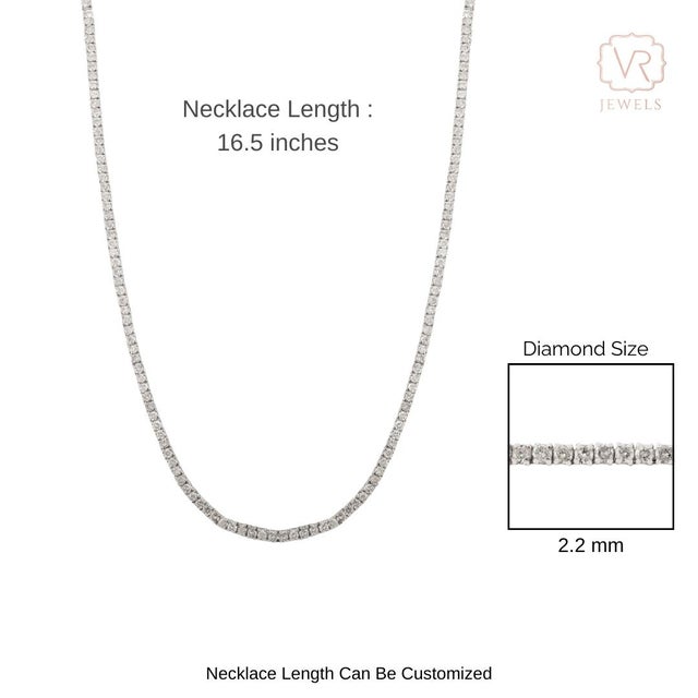 6.72 Ct Round Cut Natural Diamond Necklace Vintage Wedding Jewelry in 14k White Gold For Sale - Image 13 of 18
