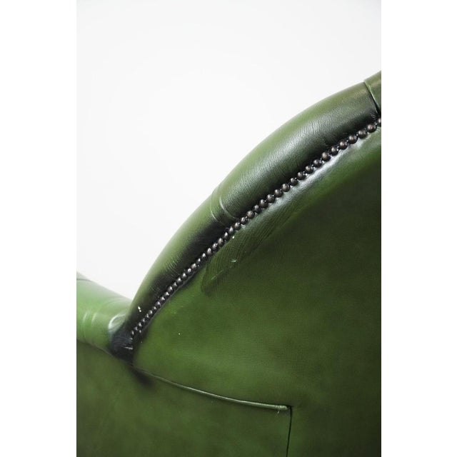 Large English Style Chesterfield Office Chair in Green Cowhide Leather For Sale - Image 18 of 18