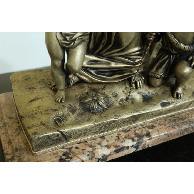 Vintage Solid Bronze Sculpture of Madonna & Children For Sale - Image 4 of 10