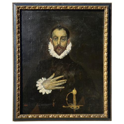 After El Greco, The Nobleman with His Hand on His Chest, 1924, Oil Painting, Framed For Sale - Image 13 of 13