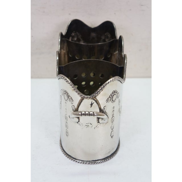 Metal Antique French Silver Plate Divided 3 Bottle Champagne Wine Cooler Bucket For Sale - Image 7 of 16