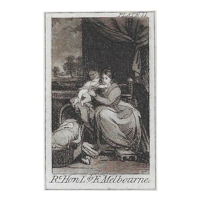 Antique Joshua Reynolds Lady Melbourne Miniature Portrait Engraving For Sale