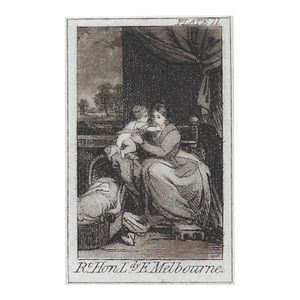 Antique Joshua Reynolds Lady Melbourne Miniature Portrait Engraving