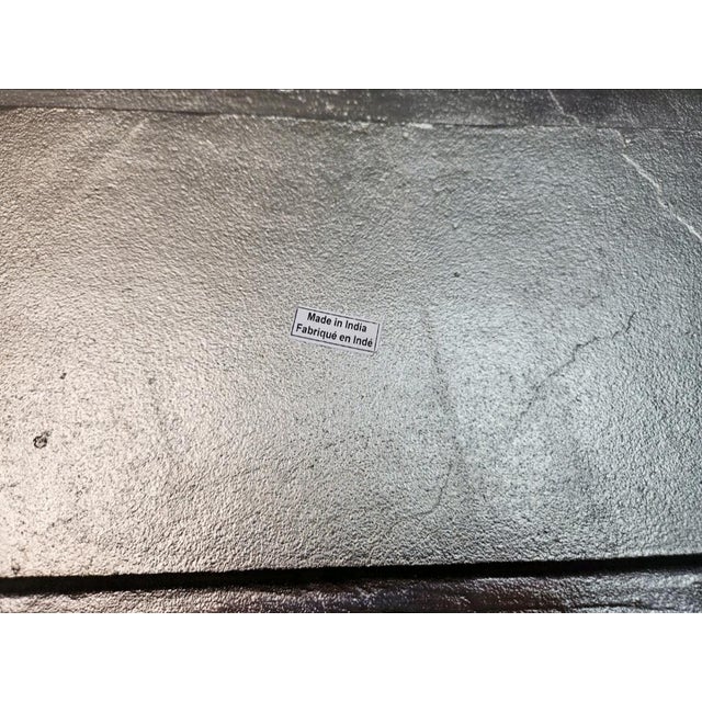 Silver Metal Serving Platter With Antler Handles – 26″ Rectangular Decorative Tray For Sale In Miami - Image 6 of 6