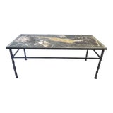 Vintage Italian Iron & Scagliola Marble Table For Sale