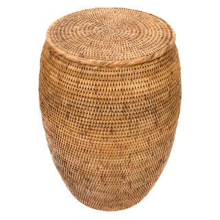 Artifacts Rattan End Table With Lid For Sale