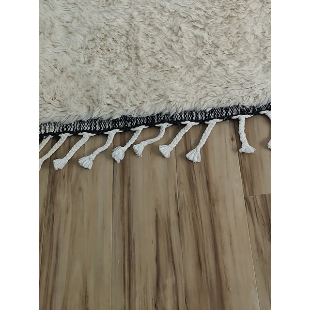Contemporary Black White Checkerboard Wool Moroccan Rug For Sale - Image 10 of 15