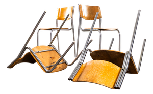 Stacking University Dining Chairs with Chrome Frames, 1970s, Set of 4