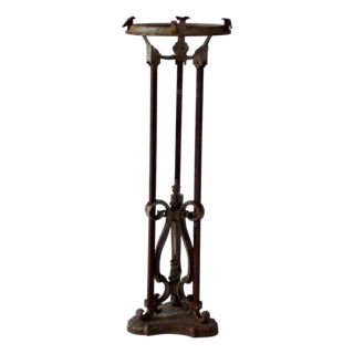 Antique Gothic Revival Iron Plant Stand For Sale