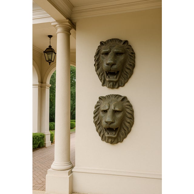 Early 20th Century Pair of Antique English Lion Head Wall Plaques – Early 20th C. For Sale - Image 5 of 5