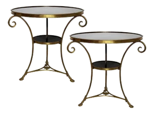 Louis XVI Style Two-Tier Bronze Dore' and Marble Guéridons - A Pair