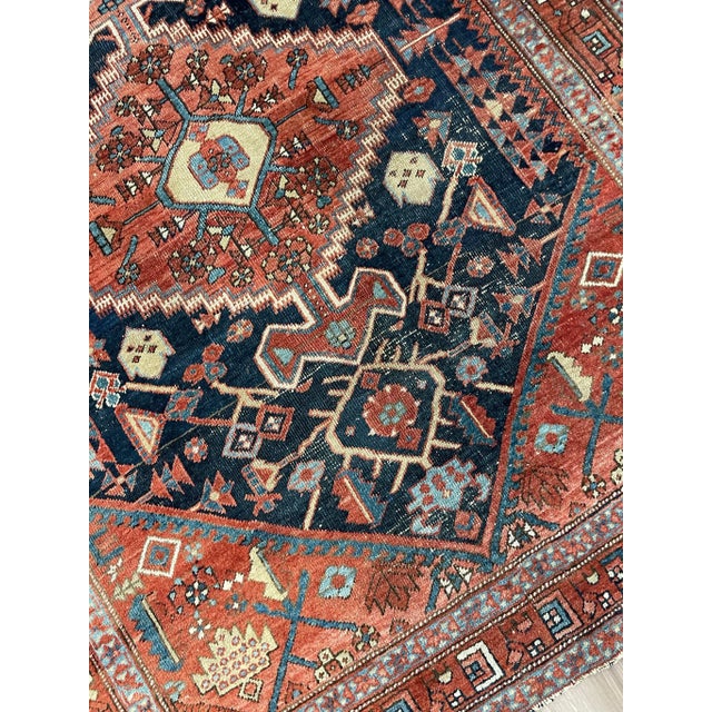 Navy Blue NW Bakshayesh Rug in Navy, Clay, Terracotta 5 x 7 For Sale - Image 8 of 13