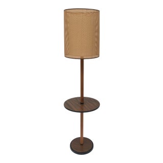 Mid-Century Modern Floor Lamp With Woven Lattice Shade For Sale