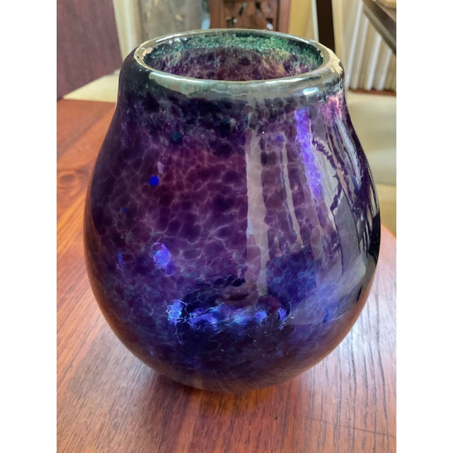 Vintage Purple Glass Vase Handblown and Crafted by Artist For Sale In Palm Springs - Image 6 of 11