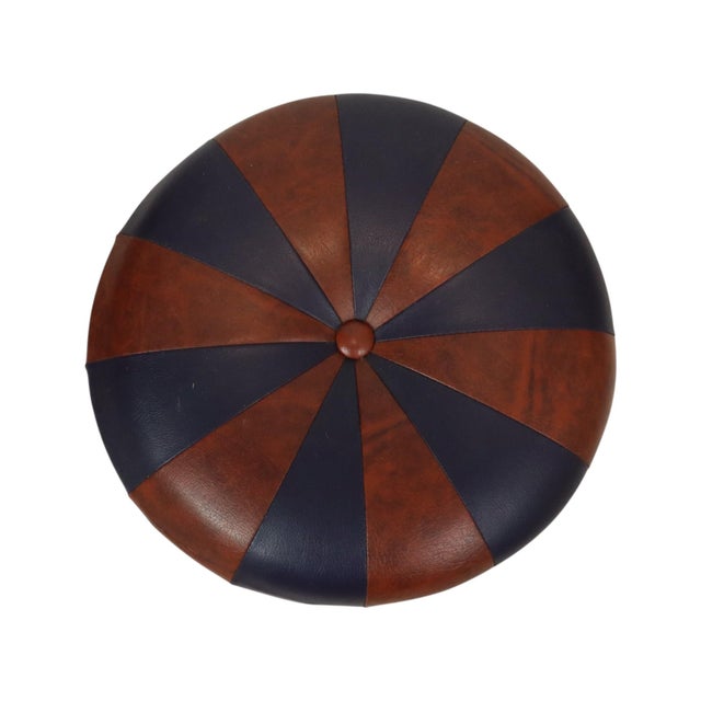 Vintage Round Pouf in Two-Tone Skai Sixties, 1960s For Sale - Image 3 of 12