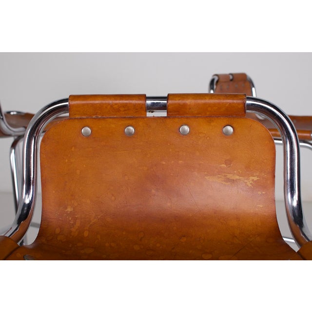 1970s Cognac Leather Stools, 1970s, Set of 3 For Sale - Image 5 of 12