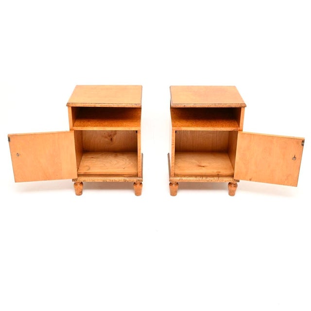 Swedish Art Deco Bedside Cabinets in Satin Birch, 1930, Set of 2 For Sale - Image 3 of 11