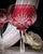 French Vintage Saint-Louis Crystal Massenet Cranberry Cut to Clear Hock Wine Glasses, Pair For Sale - Image 3 of 8