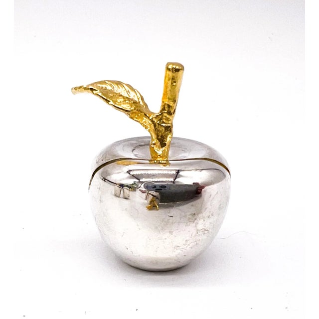 Metal Vintage Silver Plate and Gold Tone Apple Place Card Holders - Set of 6 For Sale - Image 7 of 8