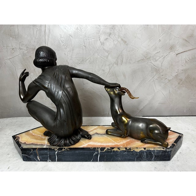 Art Deco, Unknown, Figurative Sculpture, 1930, Spelter and Marble For Sale - Image 10 of 17