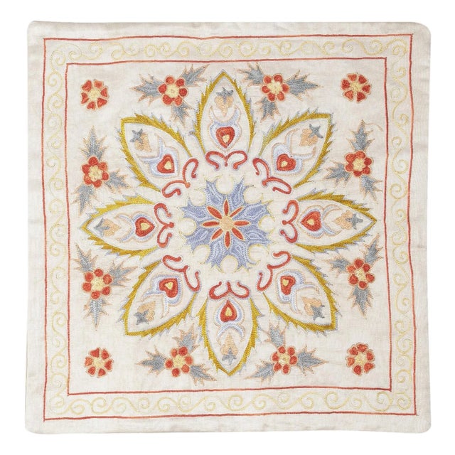 20"x20" 100% Silk Embroidered Cushion Cover. New Toss Pillow. Modern Lace Pillow For Sale