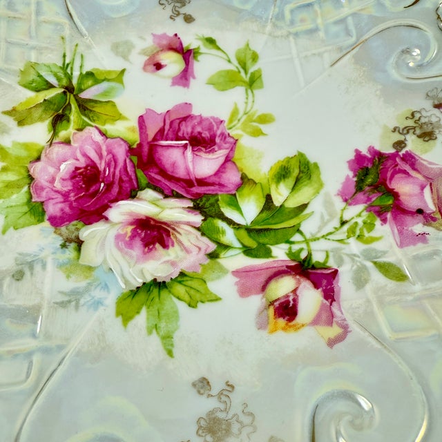 Traditional Tl Lehmann Bavarian Porcelain Iridescent Handled Rose Bowl For Sale - Image 3 of 12