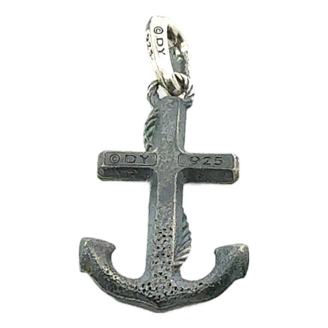 1990s David Yurman Maritime Anchor Pendant Sterling Silver Estate For Sale