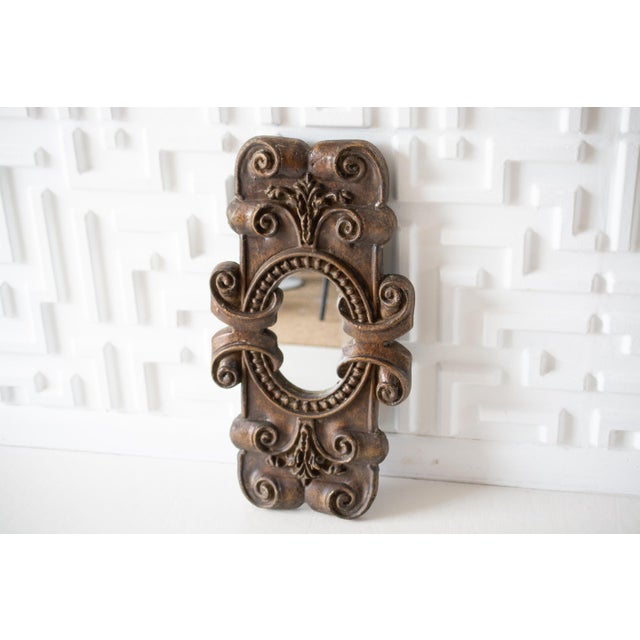 Brown Vintage Brown Art Nouveau Revival Small Wall Mirror For Sale - Image 8 of 8