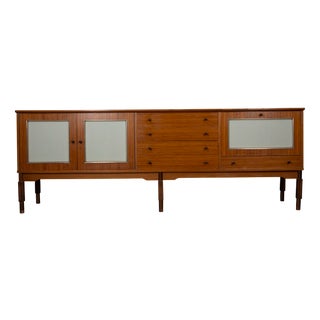 Vintage Italian Wooden Sideboard with Bar Compartment, 1960s For Sale