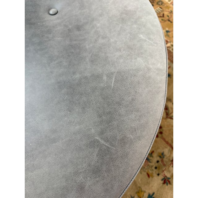 Room & Board Sidney Leather Ottoman, Laino Slate For Sale - Image 11 of 12