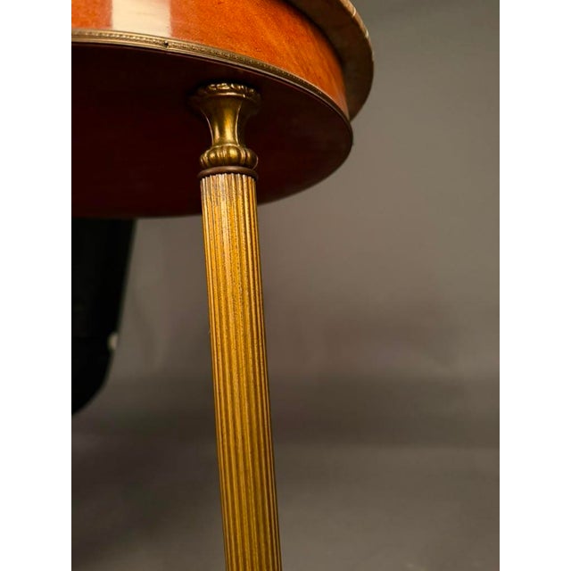 Italian Neoclassical Marble Top Lamp Table With Mahogany & Brass Base, Circa 1950 For Sale - Image 10 of 12