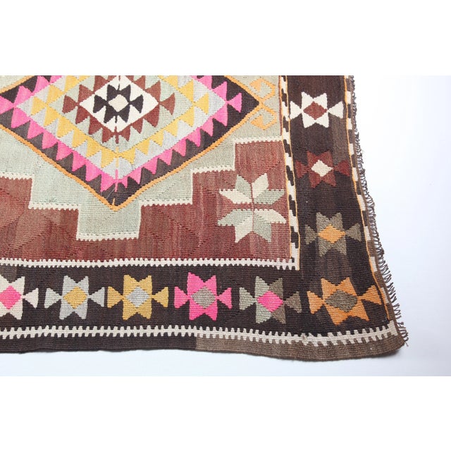 Textile Vintage Flatweave Color Turkish Kilim Rug -11'5''x6'4' For Sale - Image 7 of 12