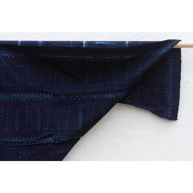 Textile Tribal Fade Indigo Mud Cloth For Sale - Image 7 of 8
