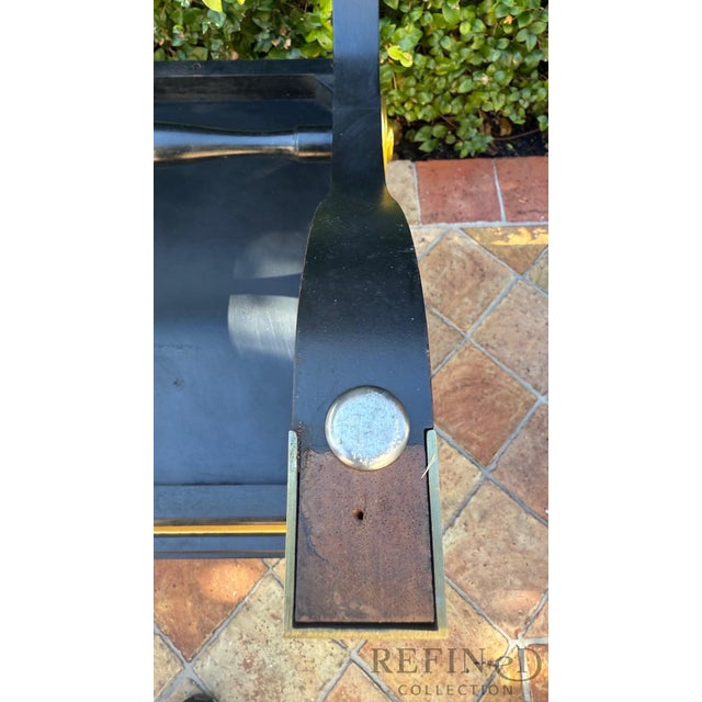 Pair of Hollywood Regency Black Lacquer & Gilt Side Tables by Heritage Furniture, Circa 1980s For Sale - Image 9 of 15