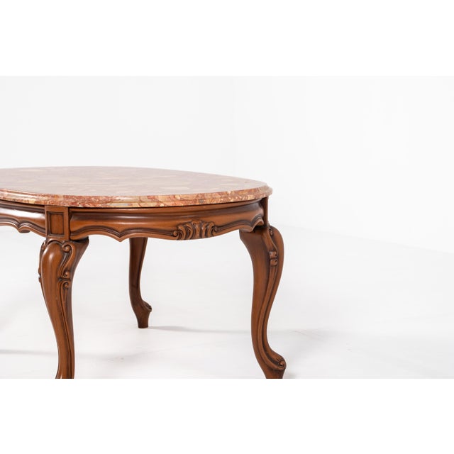 Vintage Louis XV Style Coffee Table with Marble Top For Sale - Image 3 of 16