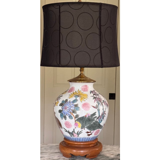 Vintage Chinoiserie Lamp in Botanical & Bird Motifs Attributed to Frederick Cooper For Sale - Image 13 of 18