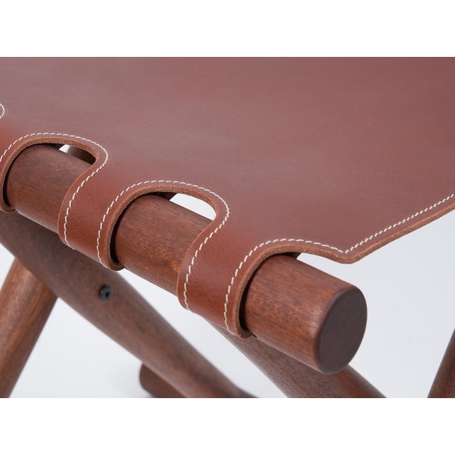 X Folding Stool With Sling Leather Seat. Designed and Crafted by Val Khvan. For Sale In New York - Image 6 of 6