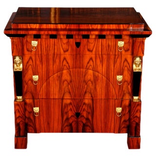 20th Century Empire Caryatide Tulip Veneer Commode For Sale