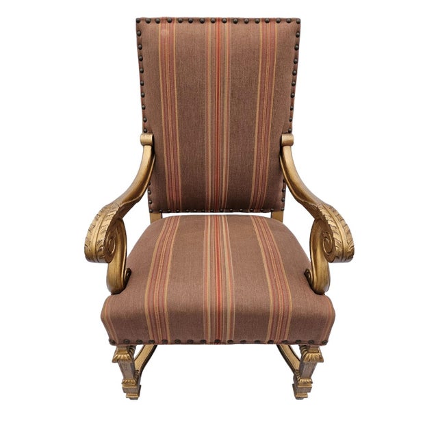 French Late 20th Century Pair of Carved High Back Armchairs in the Louis XIV Style For Sale - Image 3 of 7