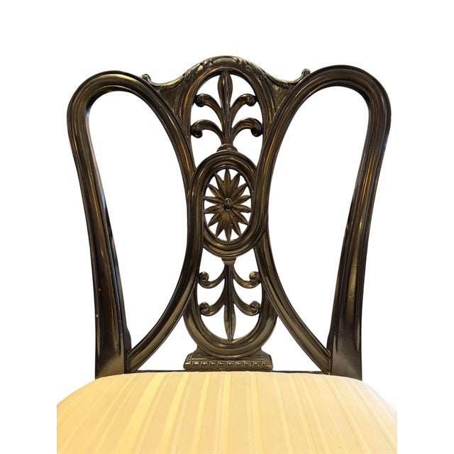 Federal-Style Black Lacquered Writing Desk & Chair For Sale - Image 4 of 7
