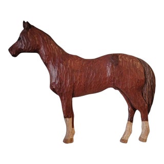 1980s Hand Carved Wood Signed Horse "Neil Korpinen" For Sale