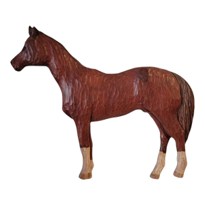 1980s Hand Carved Wood Signed Horse "Neil Korpinen"