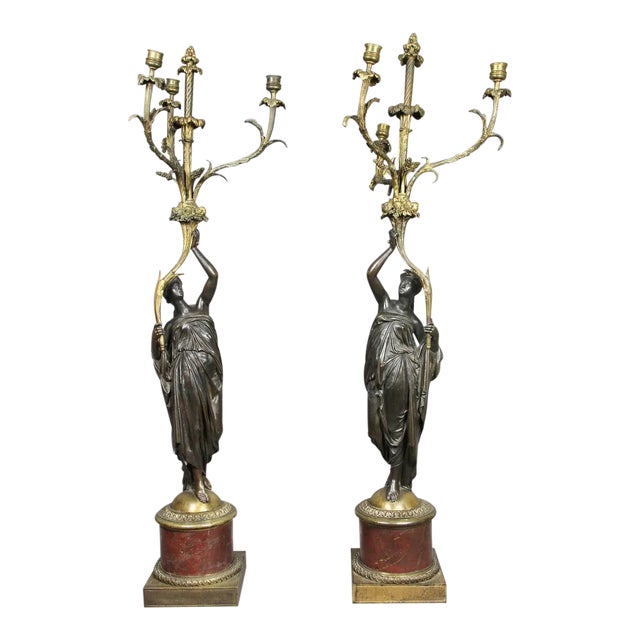 Louis XVI Bronze and Ormolu Candelabra - a Pair For Sale