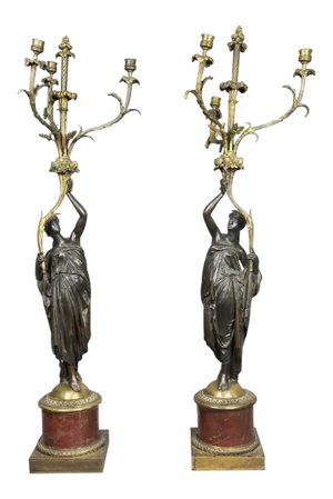 Louis XVI Bronze and Ormolu Candelabra - a Pair